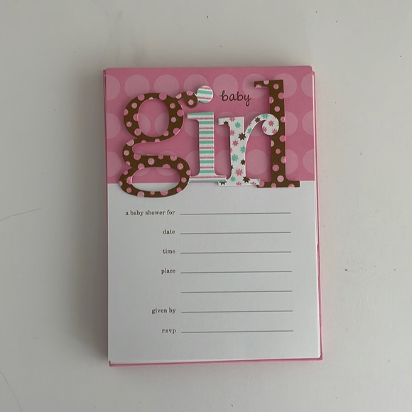 Shower Invitations - Carlton Cards - Baby Girl 8 Pink Cards and 8 pink envelopes - Picture 2 of 6
